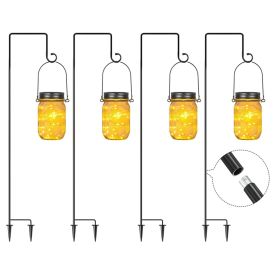 4 Pieces 32 Inch To 62 Inch Adjustable Outdoor Garden Hooks And 4 Pieces Outdoor Hanging Jar Light With 20 LEDs, Not Include Battery