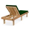 Reclining Cedar Chaise Lounger with Green Cushion