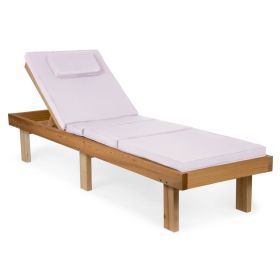 Reclining Cedar Chaise Lounger with Royal White Cushion