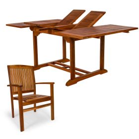 5-Piece Butterfly Extension Table Stacking Chair Set