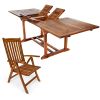 5-Piece Twin Butterfly Leaf Teak Extension Table Folding Arm Set