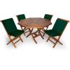 5-Piece 4-ft Teak Octagon Folding Table Set with Green Cushions