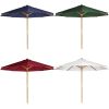 10-ft Teak Market Umbrella with Blue Canopy