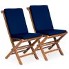 Folding Chair Set with Blue Cushions