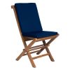 7-Piece Oval Extension Table Folding Chair Set with Blue Cushions