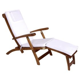 5-Position Steamer Chair with Royal White Cushions