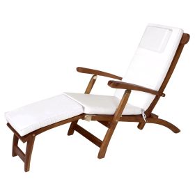 5-Position Steamer Chair with White Cushions