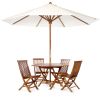 6-Piece 4-ft Teak Octagon Folding Table Set with White Umbrella