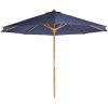 6-Piece 4-ft Teak Octagon Folding Table Set with Blue Umbrella