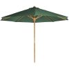 6-Piece 4-ft Teak Octagon Folding Table Set with Green Umbrella