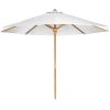 10-ft Teak Market Umbrella with White Canopy