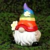 1pc Garden Rainbow Gnome Resin Statue, Faceless Doll Figure Miniature Decoration For Lawn Home Indoor Outdoor Patio Yard Garden Lawn Porch Decor - Col