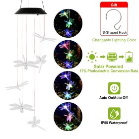 Solar Powered Dragonfly Lights Wind Chimes LED Color Changing Hanging Wind Lamp Waterproof Decorative Night Lamp