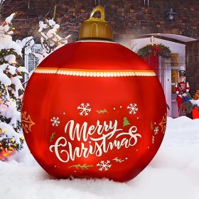 24 Inch Light up with 16 RGB colors PVC Inflatable Christmas  Ball  Electric Air Pump,  Large Weight Stand Firmly Yard, Outdoor Decorated Ball with Re