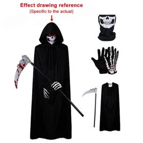 1 Set Halloween Grim Reaper Cloak Costumes Reaper Black Cape Terror Death Hook Sickle Horr Halloween Party Cosplay Costume Props - Mixed set - China