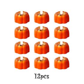 12/24pcs Halloween Pumpkin Candle Light Pumpkin Lantern Lamp Ornaments Ghost Festival Props Halloween Party Supplies Home Decor - 12pcs Type B - China