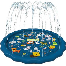 100/170 CM Children Pet Water Mat Summer Beach Inflatable Water Spray Pad Lawn Swimming Pool Mat Pet Sprinkler Outdoor Game Toy - 170cm Dark blue - Ch