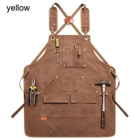 Durable Work Apron with Tool Pockets Heavy Duty Unisex Canvas Adjustable Cross-Back Straps Apron For Carpenter Painting Home BBQ - China - Upgrade Yel