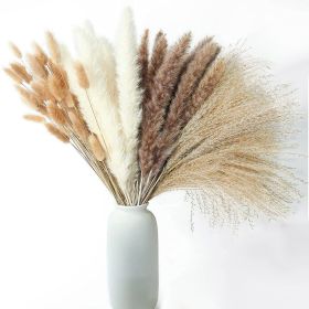 60/62/76/80/85/100pcs Boho Pampas Grass Bouquet Home Decor Floral Dried Flowers Wedding Arrangements Natural Reed Bunny Tails - 100pcs - China