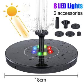 18/16/13cm Solar Water Fountain Colorful Fountain Floating Solar Powered Pool Pond Waterfall Fountain Pump Garden Outdoor Decor - 18 colorful led - Ch