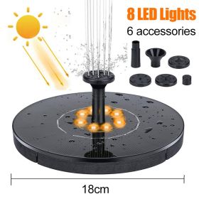 18/16/13cm Solar Water Fountain Colorful Fountain Floating Solar Powered Pool Pond Waterfall Fountain Pump Garden Outdoor Decor - 18cm warm led - Chin