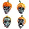 4PCS Halloween Outdoor Yard Decorations Evil Pumpkin Resin Skull Skull Outdoor Garden Decorations - Yellow