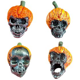 4PCS Halloween Outdoor Yard Decorations Evil Pumpkin Resin Skull Skull Outdoor Garden Decorations - Yellow