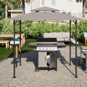 8x 5 FT Grill Gazebo Grill Canopy Double Tiered BBQ Gazebo Outdoor BBQ Canopy - Gray