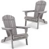 Wood Lounge Patio Chair for Garden Outdoor Wooden Folding Adirondack Chair Set of 2 Solid Cedar Wood Lounge Patio Chair for Garden; Lawn; Backyard; -