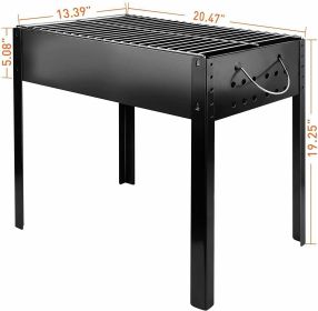 YSSOA 20'' Portable Foldable Outdoor Charcoal Barbecue Grill, Detachable Collapsible Tabletop BBQ Smoker Grill Tool for Cooking, Camping, Traveling