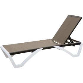 Adjustable Chaise Lounge Aluminum Outdoor Patio Lounge Chair All Weather Five-Position Recliner Chair for Patio,Pool,Beach,Yard(Brown Wicker,1 Lounge