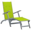 Patio Deck Chair with Footrest and Cushion Solid Wood Acacia - Gray