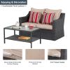 Patio Conversation Furniture Sets 1piece double sofa and 1piece rectangle coffee table - as Pic