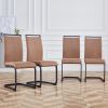 Modern Dining Chairs, Leathaire Fabric High Back Upholstered Side Chair with C-shaped Tube Black Metal Legs for Dining Room Kitchen Vanity Patio Club