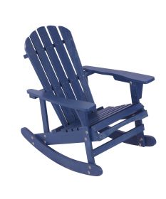 Adirondack Rocking Chair Solid Wood Chairs Finish Outdoor Furniture for Patio, Backyard, Garden - Navy Blue - as Pic