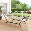 Polyester Hammock with Stand and Pillow for Outdoor , Multi color - Beige