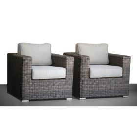 Living Source International Fully Assembled Patio Chair with Cushions (Set of 2) Mixed Gray - 1