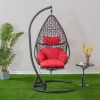 Patio PE Rattan Swing Chair With Stand and Leg Rest for Balcony, Courtyard - as Pic