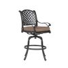 Patio Outdoor Aluminum Bar Stool With Cushion, Set of 2, Dupione Brown - as Pic