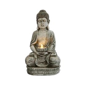 [only for pickup with a prepaid label]Meditating Sitting Buddha Solar Lights Outdoor Garden Patio Statue Light Decor - gray