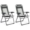 2 Pieces Patio Adjustable Folding Recliner Chairs with 7 Level Adjustable Backrest - Gray