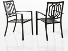 Outdoor Dining Chairs Set of 2 Stacking Patio Metal Arm Chairs for Garden, Yard, Lawn - 2 pieces