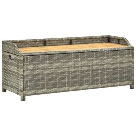 Patio Storage Bench 47.2" Poly Rattan Gray - Grey