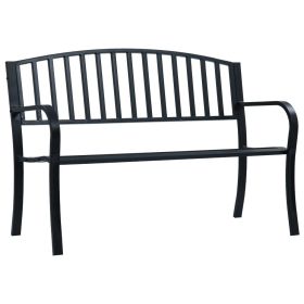 Patio Bench 49.2" Black Steel - Black