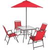 Albany Lane 6 Piece Outdoor Patio Dining Set - red