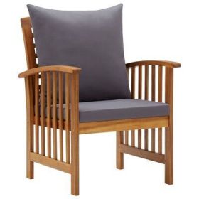 Patio Chairs with Cushions 2 pcs Solid Acacia Wood - Dark gray