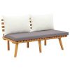 Patio Bench with Cushions 45.3" Solid Acacia Wood - Light wood, dark gray(seat cushion), white(back cushion)