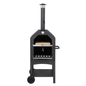 Outdoor Wood Fired Pizza Oven with Pizza Stone; Pizza Peel; Grill Rack; and Waterproof Cover