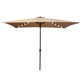 Outdoor Patio Umbrella 10 Ft x 6.5 Ft Rectangular Market Table Umbrella with Crank and Push Button Tilt