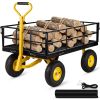 VEVOR Steel Garden Cart; with Removable Mesh Sides to Convert into Flatbed, Utility Metal Wagon - 1200 lbs